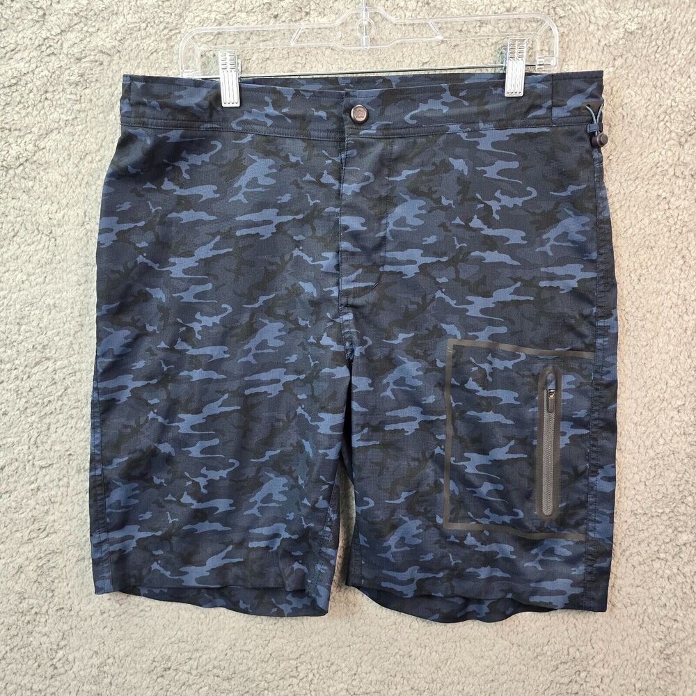 Mack Weldon Men's Blue Camo Hybrid Board Shorts Stretch Swim Size L *FLAW*